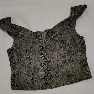Free People Black and Tan Bustier Blouse